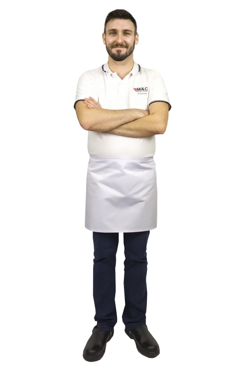 Pantaloni albi pentru ospătari, lungime 40 cm