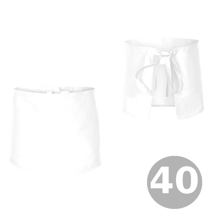 Șorț alb pentru ospătar, lungime 40 cm