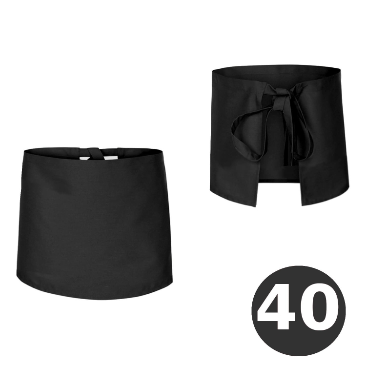 Șorț barman negru, lungime 40 cm