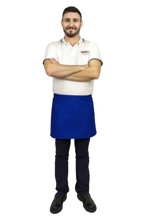 Buză de chelner albastră, lungime 40 cm, de bucătar.