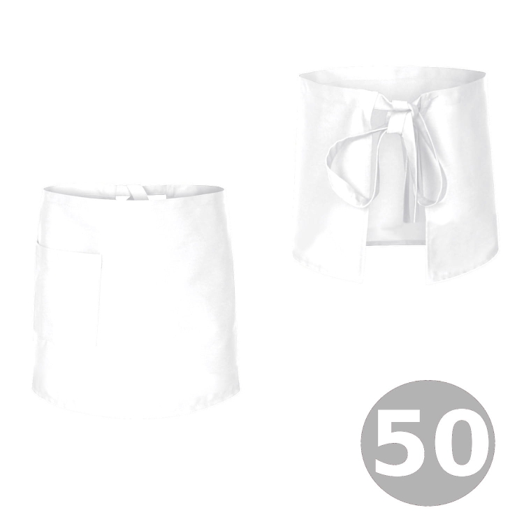 Șorț de chelner alb, lungime 50 cm