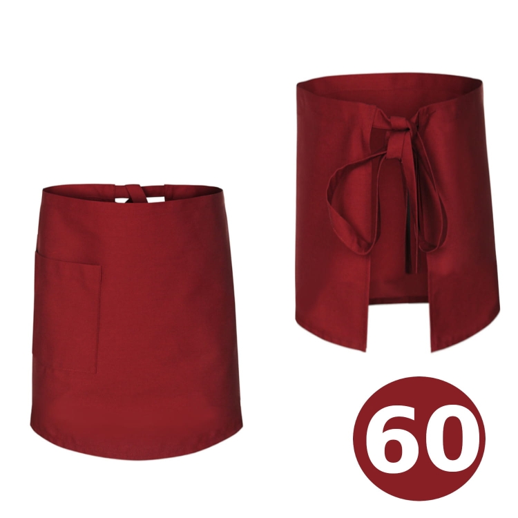 Șorț de bucătar lung de 60 cm, bordó.