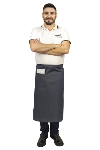 Șorț de servire lung, gri, 75 cm