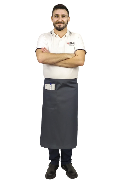 Șorț de servire lung, gri, 75 cm