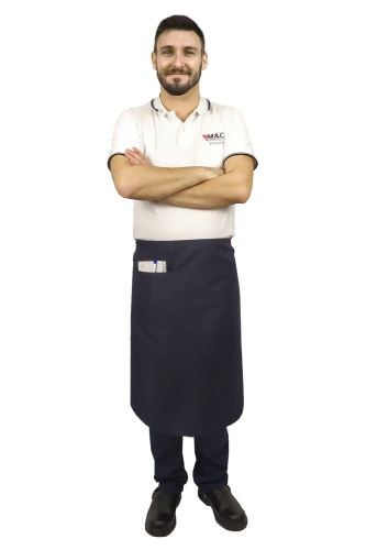 Șorț de chelner albastru închis cu lungimea de 75 cm