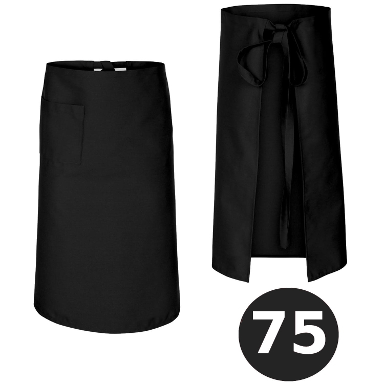 Șorț de barman negru, lungime 75 cm