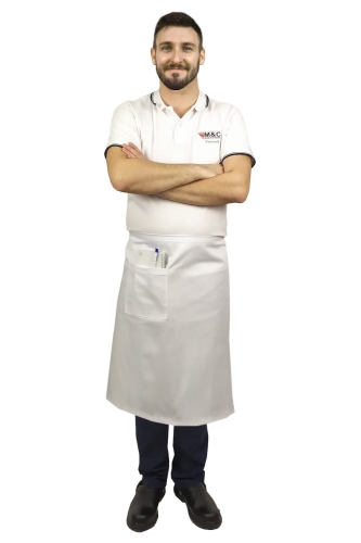 Șorț alb de chelner, lungime 75 cm