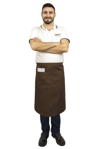 Șorț de chelner maro, lungime 75 cm