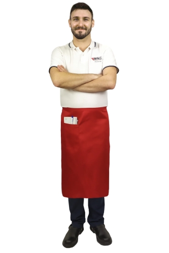 Șorț de bucătar roșu, lungime 75 cm