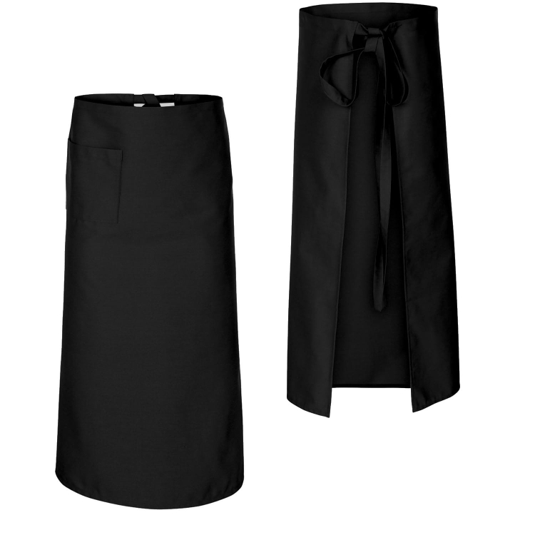 Șorț de bucătar negru, lungime 90 cm