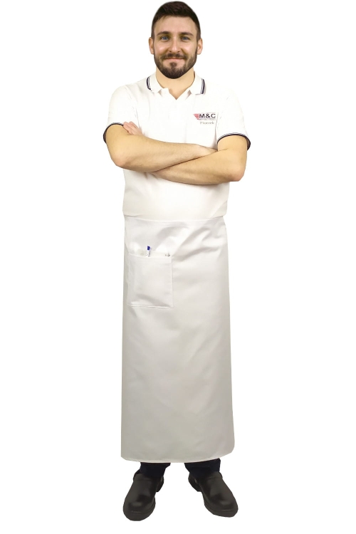 Șorț de bucătar alb, lungime 90 cm