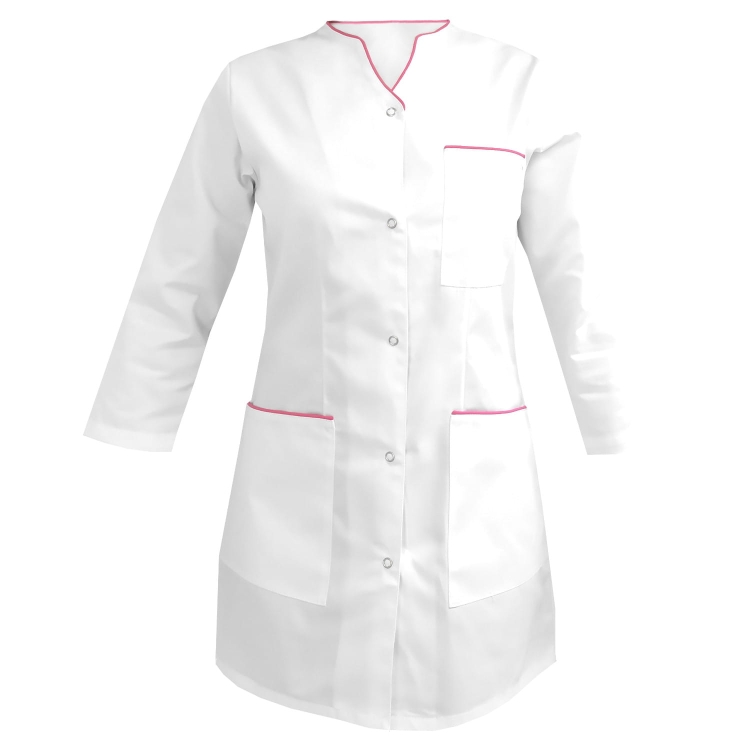 Compleu medical pentru femei cu mânecă 3/4 și dantelă roz.