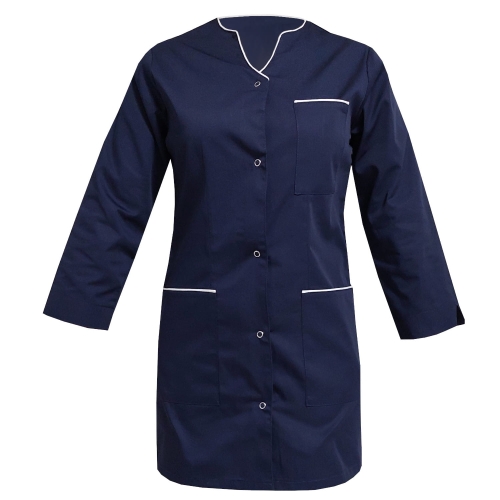 Compleu medical pentru femei cu dantelă albă, mânecă 3/4.