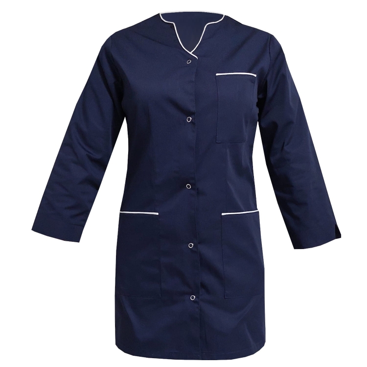 Compleu medical pentru femei cu dantelă albă, mânecă 3/4.