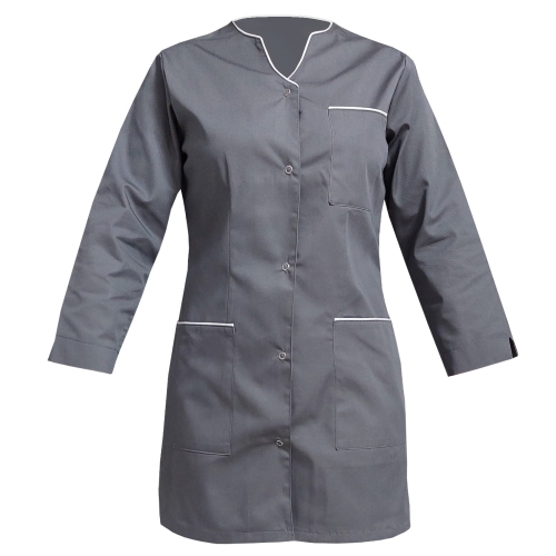 Compleu medical pentru femei cu mânecă 3/4 și tiv alb.