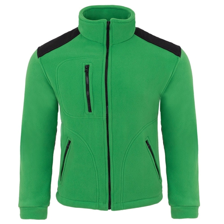 Hanorac verde din polar cu inserții negre