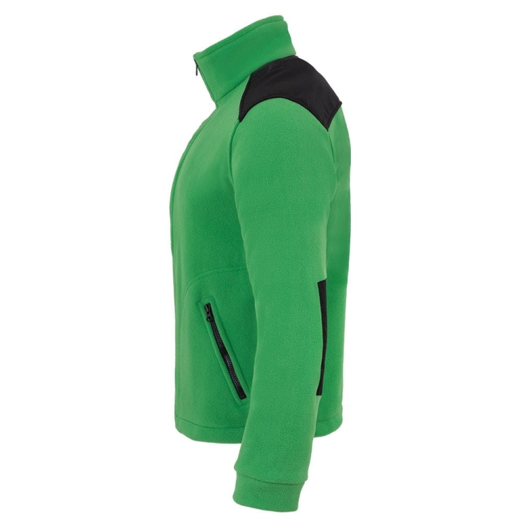 Hanorac din polar verde cu inserții negre