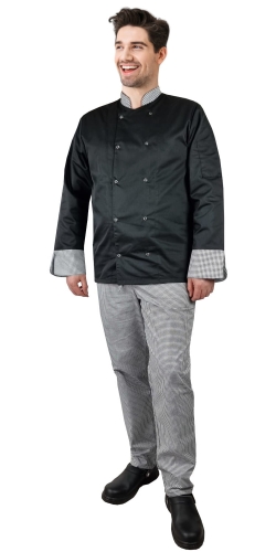 Bluza de bucătar cu mânecă lungă în carouri.