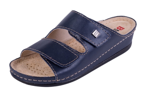 Anatomiczne klapki zdrowotne skórzane granatowe