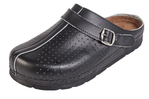 Czarne klapki medyczne anatomiczne skórzane