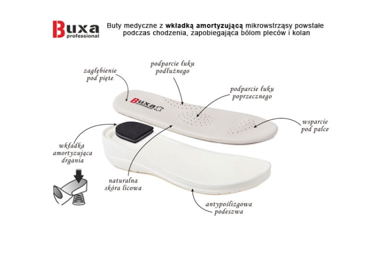 Premium buty medyczne skórzane czarne