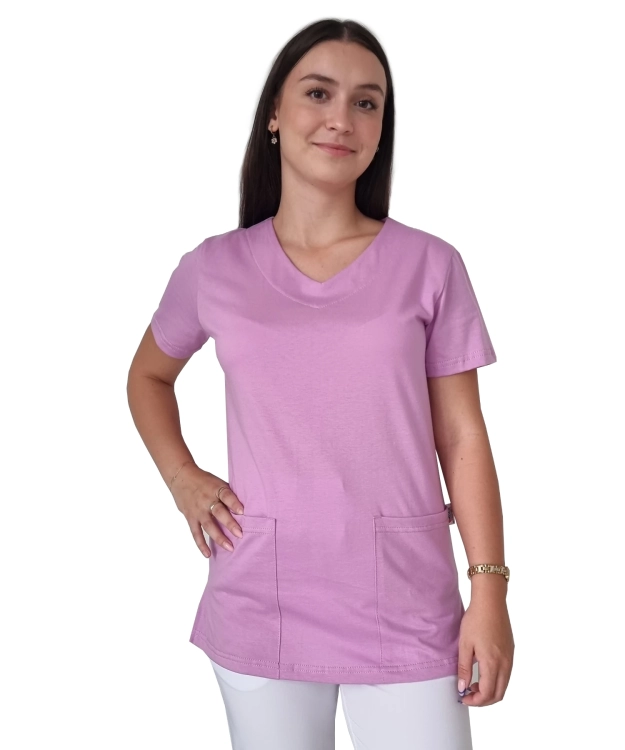 Elastyczna bawełna 100% w bluzie medycznej wrzosowej