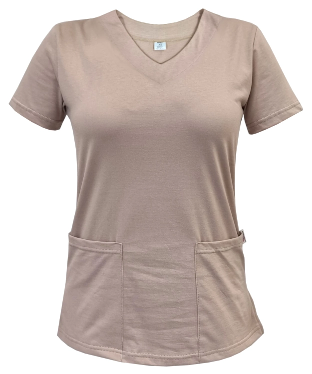 Beżowa bluza medyczna wykonana z elastycznej bawełny