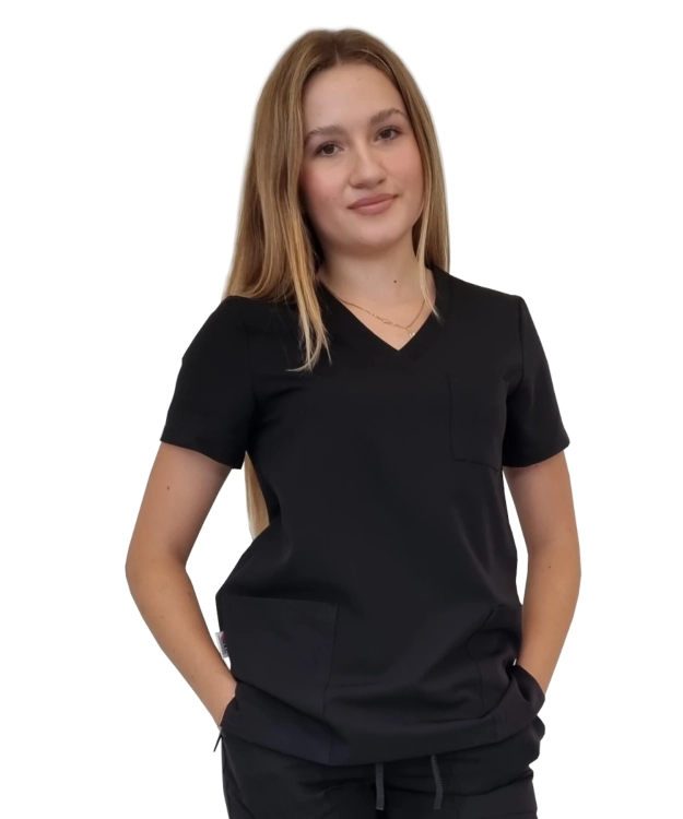 Damska bluza medyczna kolor czarny Casual Premium