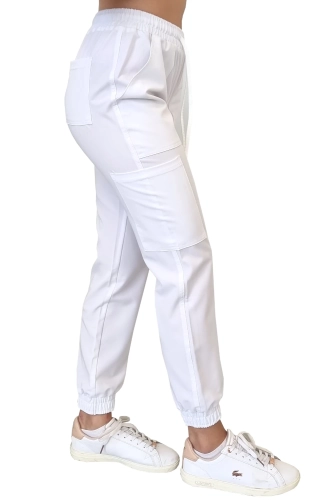 Joggery medyczne Casual Premium w kolorze białym