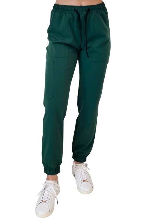 Casual Premium joggery medyczne w kolorze zielona butelka