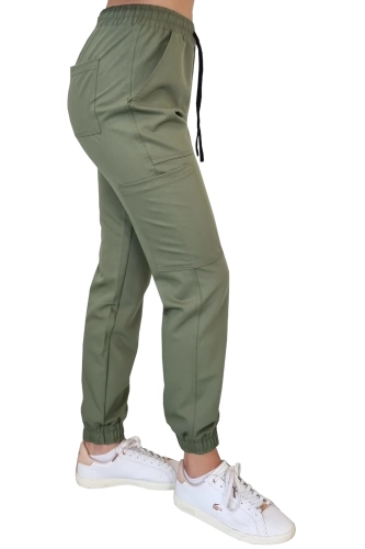 Joggery medyczne w kolorze oliwkowym Casual Premium