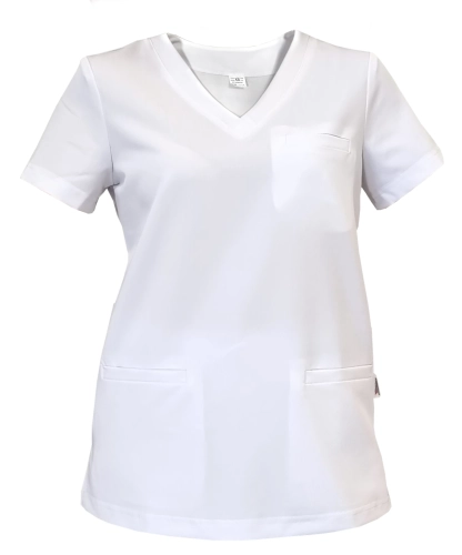 Damska bluza medyczna BASIC PREMIUM w kolorze białym