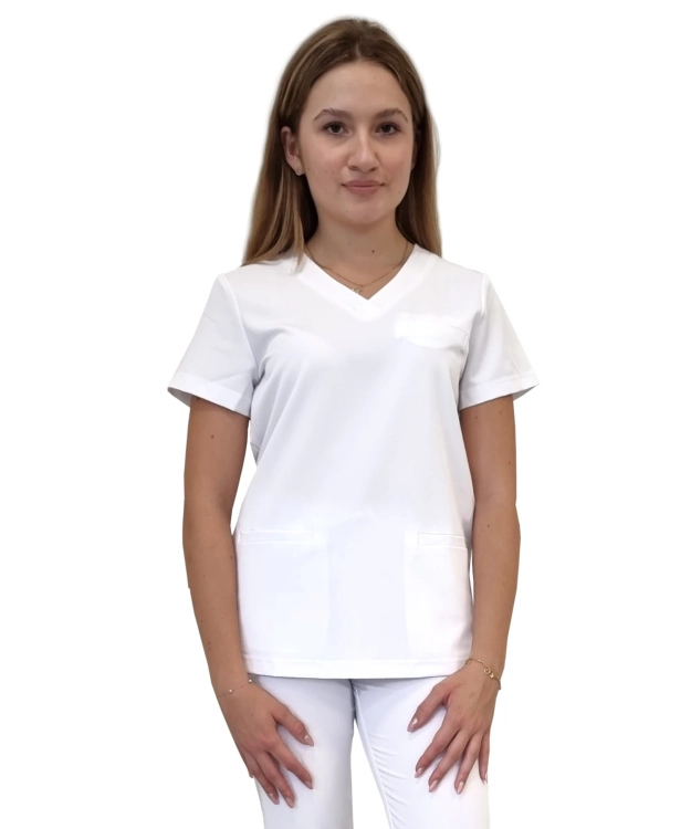 Biała bluza medyczna damska BASIC PREMIUM