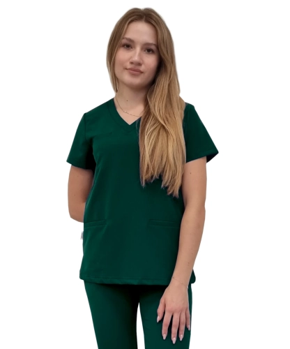Bluza medyczna damska w kolorze zielonej butelki