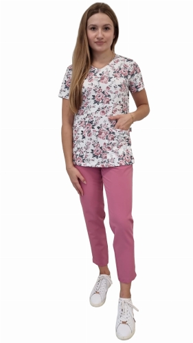 Komplet medyczny damski w kolorowe wzory