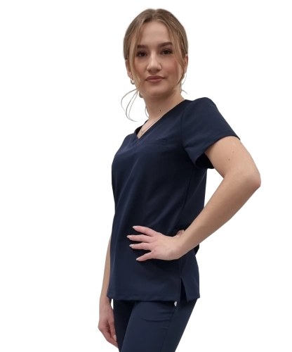 Damska granatowa bluza medyczna BASIC PREMIUM