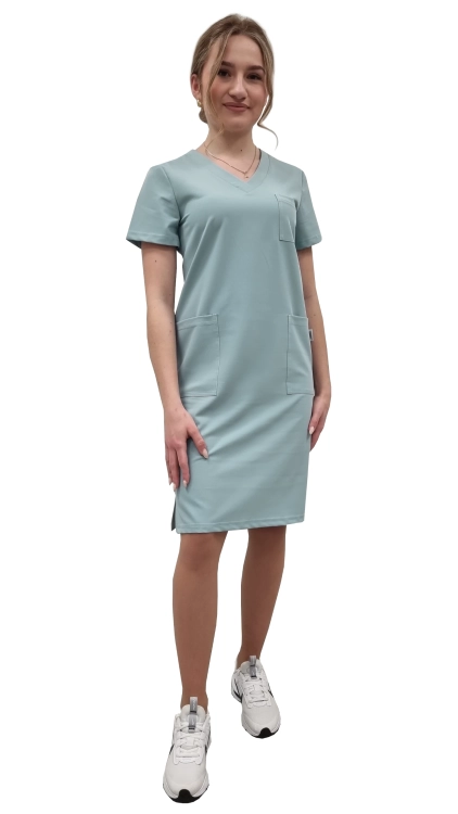 Sukienka medyczna casual premium w kolorze miętowym