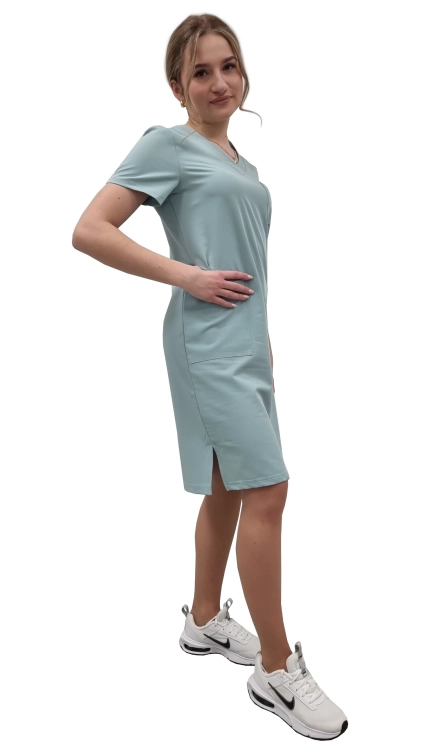 Miętowa sukienka medyczna casual premium