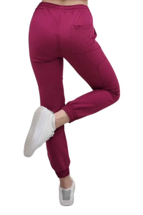 Kolor wiśniowy joggery medyczne Casual Premium