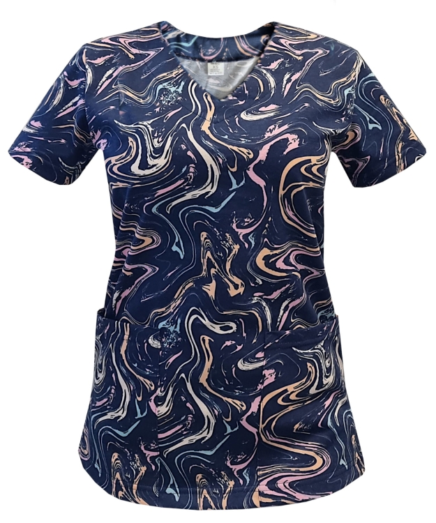 Elastyczna bawełna bluzy medycznej we wzorek W16