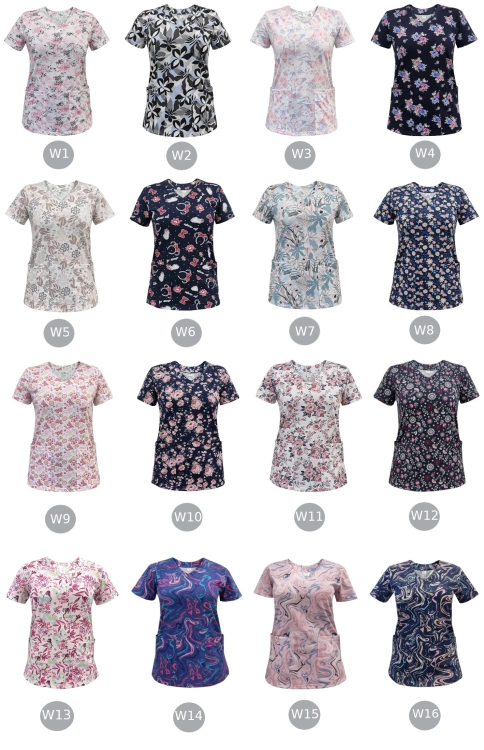 Bluza medyczna we wzorek 100% elastyczna bawełna - wzór W16