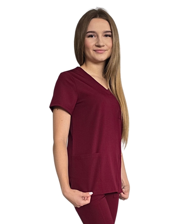 Casual Premium bordowa bluza medyczna damska