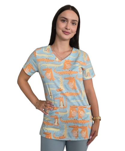 Elastyczna bawełna w bluzie medycznej W19