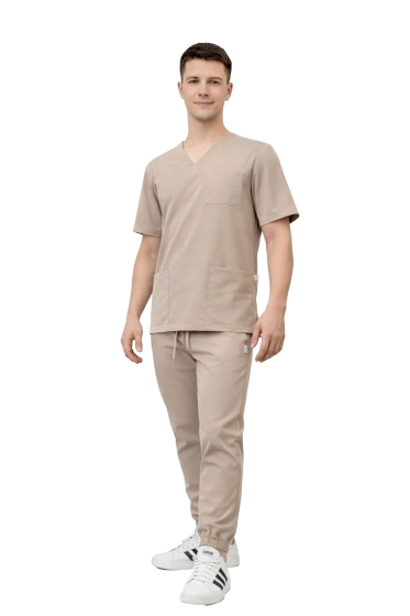 Set medical pentru bărbați Stretch - halate bej