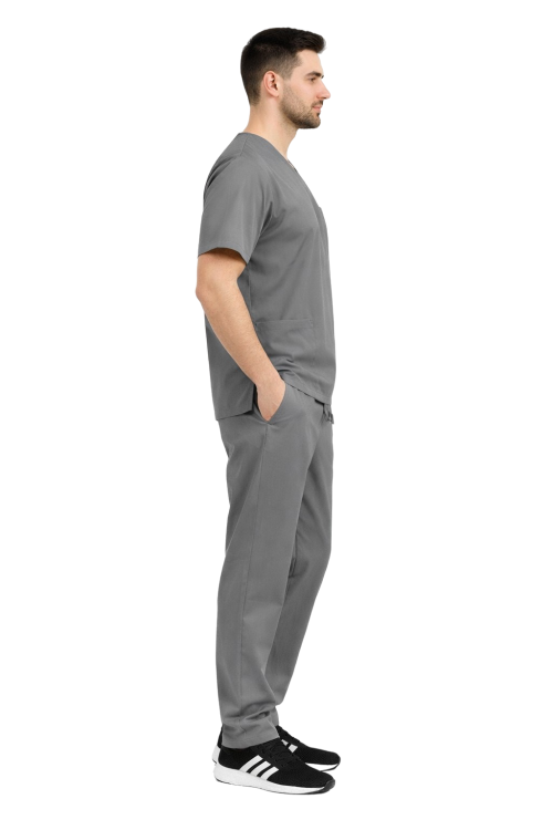 Męski szary komplet medyczny CLINIC SLIM