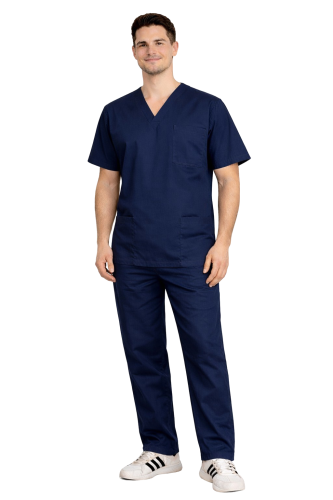 Męski komplet chirurgiczny 100% bawełna kolor granatowy