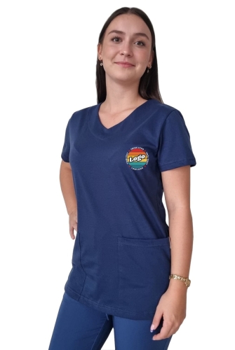 Bluza medyczna granatowa elastyczna bawełna z Twoim nadrukiem - kreator online damska.jpg