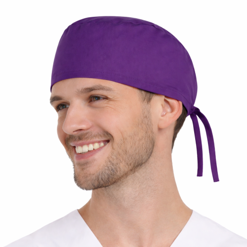 Czepek medyczny chirurgiczny wiązany unisex fioletowy widok z boku.png