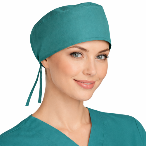 Czepek medyczny chirurgiczny wiązany na gumkach unisex zielony.png