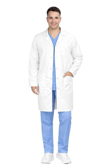 
                                        Halat medical bărbați alb imaculat cu mâneci lungi
                                    